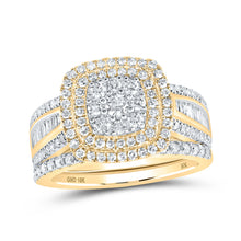  10k Yellow Gold Round Diamond Bridal Wedding Ring Band Set 1-1/4 Cttw