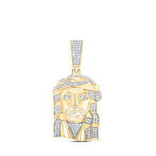  10k Yellow Gold Mens Round Diamond Jesus Face Charm Pendant 1/2 Cttw
