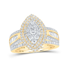  10k Yellow Gold Round Diamond Oval Bridal Wedding Ring Band Set 1-1/4 Cttw