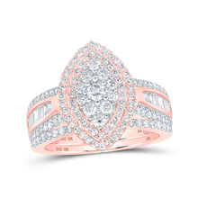  10k Rose Gold Round Diamond Oval Bridal Wedding Ring Band Set 1-1/4 Cttw