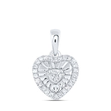  Sterling Silver Womens Round Diamond Heart Pendant 1/8 Cttw