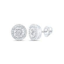  Sterling Silver Womens Round Diamond Circle Earrings 1/5 Cttw