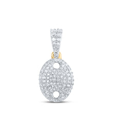  10k Yellow Gold Womens Round Diamond Oval Pendant 1/3 Cttw