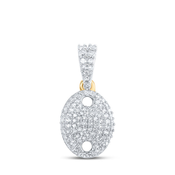10k Yellow Gold Womens Round Diamond Oval Pendant 1/3 Cttw