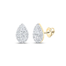  10k Yellow Gold Womens Pear Diamond Teardrop Earrings 3/8 Cttw