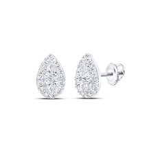  10k White Gold Womens Pear Diamond Teardrop Earrings 3/8 Cttw