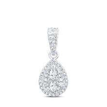  10k White Gold Womens Pear Diamond Teardrop Pendant 1/3 Cttw