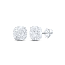  10k White Gold Womens Round Diamond Cluster Earrings 1/2 Cttw