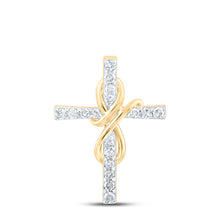  10k Yellow Gold Womens Round Diamond Cross Pendant 1/10 Cttw