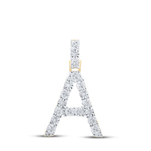  10k Yellow Gold Womens Round Diamond A Initial Letter Pendant 1/10 Cttw