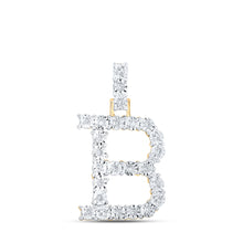  10k Yellow Gold Womens Round Diamond B Initial Letter Pendant 1/8 Cttw