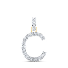  10k Yellow Gold Womens Round Diamond C Initial Letter Pendant 1/10 Cttw