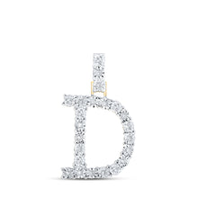  10k Yellow Gold Womens Round Diamond D Initial Letter Pendant 1/8 Cttw