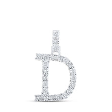  10k White Gold Womens Round Diamond D Initial Letter Pendant 1/8 Cttw
