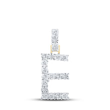  10k Yellow Gold Womens Round Diamond E Initial Letter Pendant 1/10 Cttw