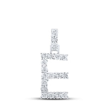  10k White Gold Womens Round Diamond E Initial Letter Pendant 1/10 Cttw
