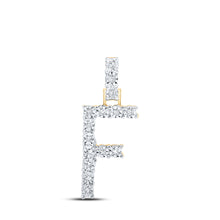  10k Yellow Gold Womens Round Diamond F Initial Letter Pendant 1/12 Cttw