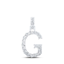  10k White Gold Womens Round Diamond G Initial Letter Pendant 1/10 Cttw