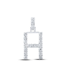  10k White Gold Womens Round Diamond H Initial Letter Pendant 1/10 Cttw