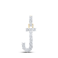  10k Yellow Gold Womens Round Diamond J Initial Letter Pendant 1/12 Cttw