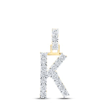  10k Yellow Gold Womens Round Diamond K Initial Letter Pendant 1/10 Cttw