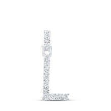  10k White Gold Womens Round Diamond L Initial Letter Pendant 1/12 Cttw