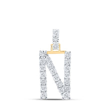  10k Yellow Gold Womens Round Diamond N Initial Letter Pendant 1/8 Cttw