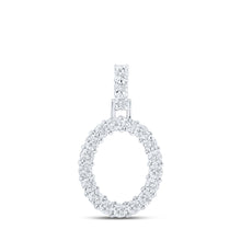  10k White Gold Womens Round Diamond O Initial Letter Pendant 1/10 Cttw