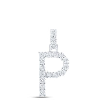  10k White Gold Womens Round Diamond P Initial Letter Pendant 1/10 Cttw