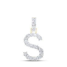  10k Yellow Gold Womens Round Diamond S Initial Letter Pendant 1/10 Cttw