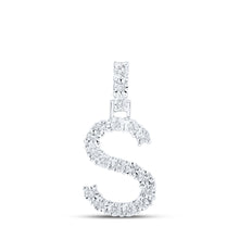  10k White Gold Womens Round Diamond S Initial Letter Pendant 1/10 Cttw