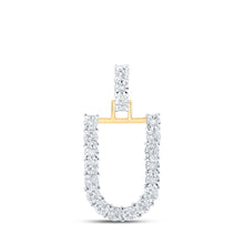  10k Yellow Gold Womens Round Diamond U Initial Letter Pendant 1/10 Cttw