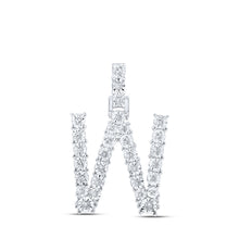  10k White Gold Womens Round Diamond W Initial Letter Pendant 1/6 Cttw