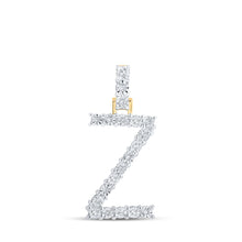  10k Yellow Gold Womens Round Diamond Z Initial Letter Pendant 1/10 Cttw