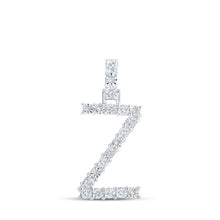 10k White Gold Womens Round Diamond Z Initial Letter Pendant 1/10 Cttw