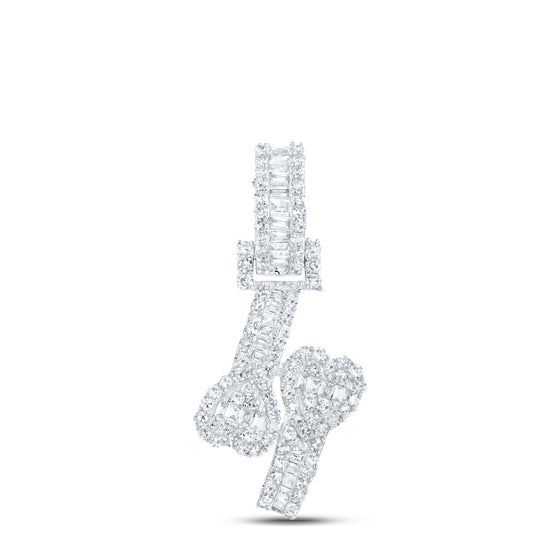 10k White Gold Womens Round Diamond Heart Cuff Fashion Pendant 1/2 Cttw