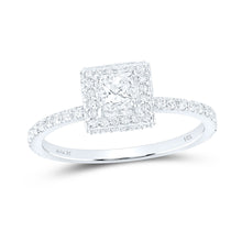  14k White Gold Princess Diamond Halo Bridal Wedding Engagement Ring 7/8 Cttw