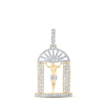  10k Yellow Gold Mens Round Diamond Jesus Charm Pendant 3-3/4 Cttw