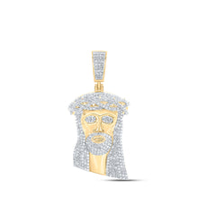  10k Yellow Gold Mens Round Diamond Jesus Face Charm Pendant 5 Cttw