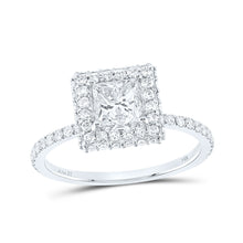  14k White Gold Princess Diamond Halo Bridal Wedding Engagement Ring 1-5/8 Cttw