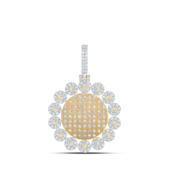 10k Yellow Gold Mens Round Diamond Circle Charm Pendant 3-1/3 Cttw