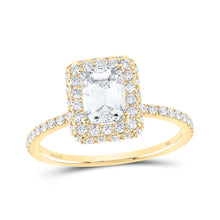 14k Yellow Gold Emerald Diamond Halo Bridal Wedding Engagement Ring 1-5/8 Cttw