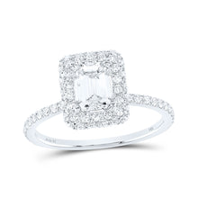 14k White Gold Emerald Diamond Halo Bridal Wedding Engagement Ring 1-5/8 Cttw