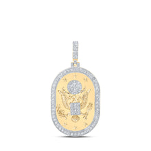  10k Yellow Gold Mens Round Diamond Presidential Eagle Charm Pendant 1-3/8 Cttw