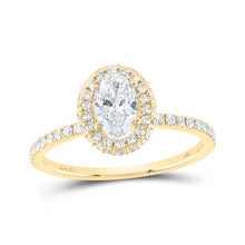  14k Yellow Gold Oval Diamond Halo Bridal Wedding Engagement Ring 1 Cttw