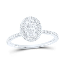  14k White Gold Oval Diamond Halo Bridal Wedding Engagement Ring 1 Cttw