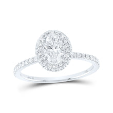 14k White Gold Oval Diamond Halo Bridal Wedding Engagement Ring 1-1/2 Cttw