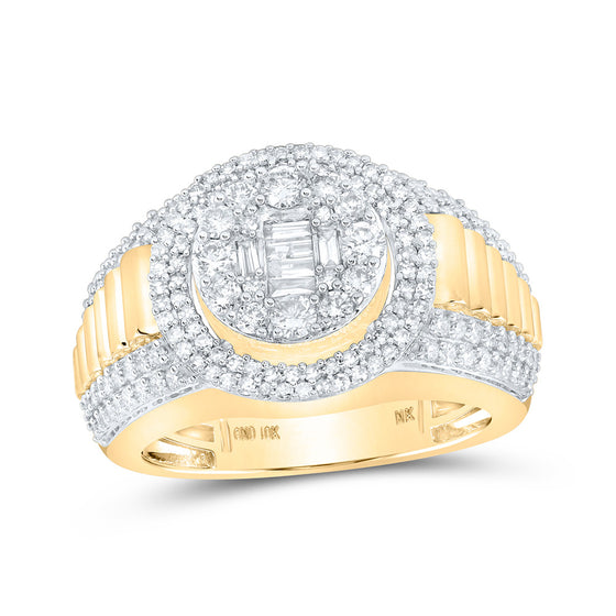 10k Yellow Gold Mens Round Diamond Circle Ring 1-5/8 Cttw