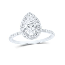 14k White Gold Pear Diamond Halo Bridal Wedding Engagement Ring 1-5/8 Cttw