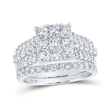  10k White Gold Round Diamond Bridal Wedding Ring Band Set 2 Cttw